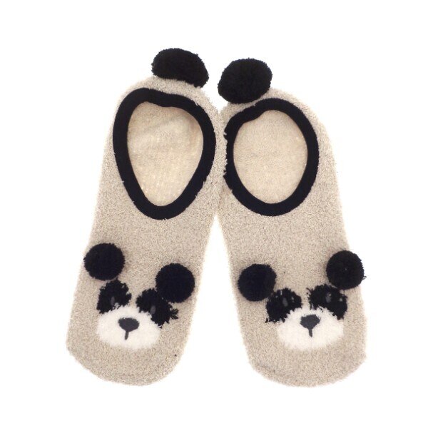 Novelty Slipper Sock Dog Cream