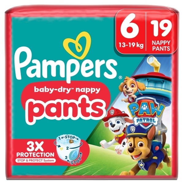 Pampers Baby-Dry Nappy Pants Paw Patrol Edition Size 6, 19