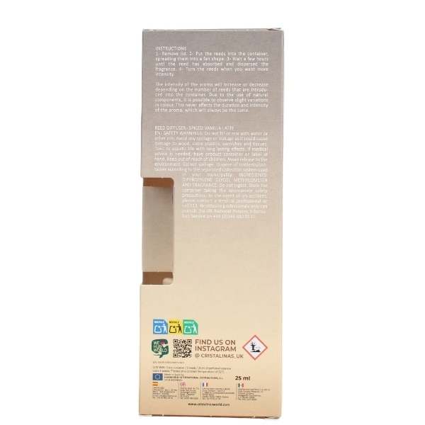 Cristalinas 25ml Reed Diffuser - Spiced Vanilla Latte