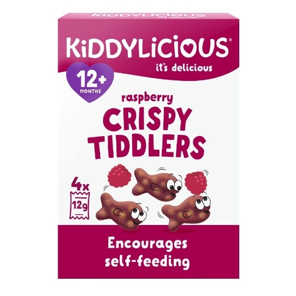 Kiddylicous Crispy Tiddles Raspberry 4 x 12g