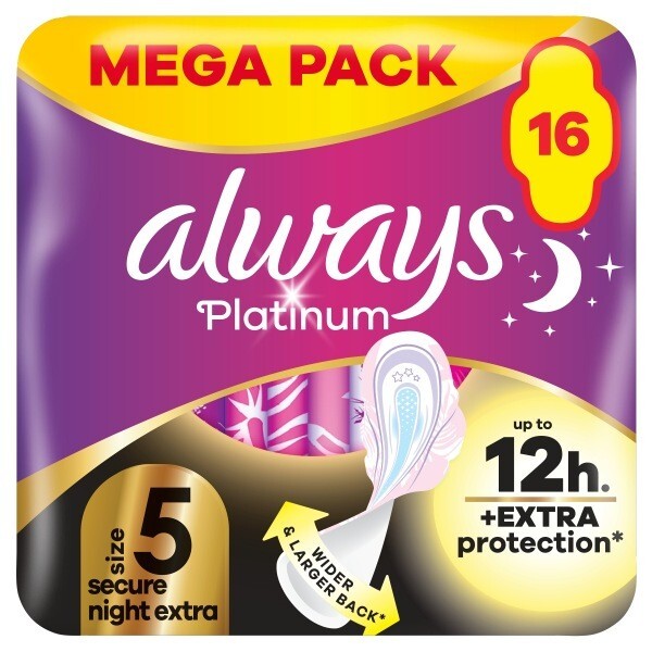 Always Plat Secure Night Extra (Szie 5) Sanitary Towels 16 Pads
