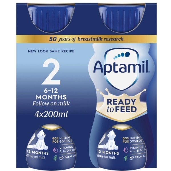 Aptamil 2 Follow On Baby Milk Ready to Feed 6-12 Months 6 x 200ml