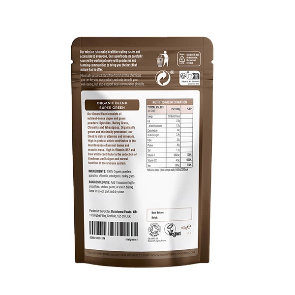 Rainforest Foods Organic Super Green Blend 100g