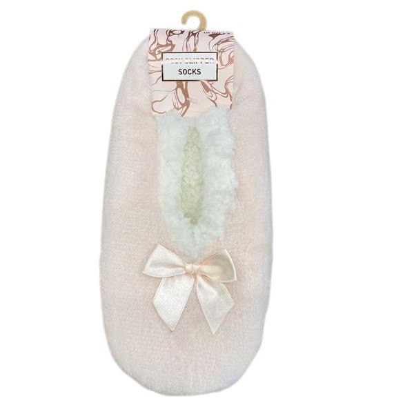Slipper Sock With Bow Pink