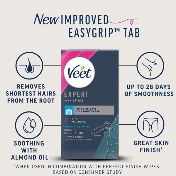Veet Expert Cold Wax Strips Bikini Sensitive 16s