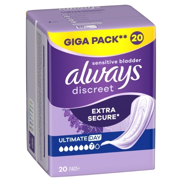 Always Discreet Incontinence Pads Women Ultimate Day 20s