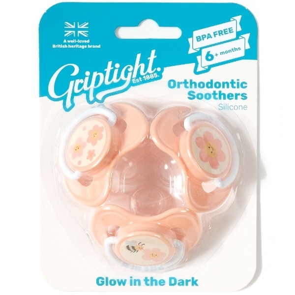 Griptight 6m+ Glow in Dark Soothers Pink