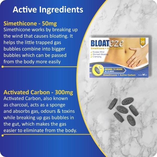 Bloateze Carbon Simethicone Tablets 20s