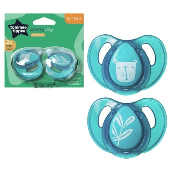 Tommee Tippee Essentials Cherry Soother 6M+ X2 Blue