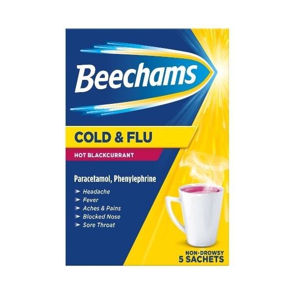 Beechams Cold & Flu Hot Blackcurrant Sachets 5s
