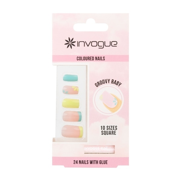 Invogue Groovy Baby Nails Square Nails (24 Pieces)