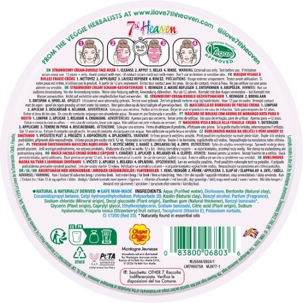 7H Chupa Chups Strawberry Cream Bubble Mask With Hyaluronic Acid