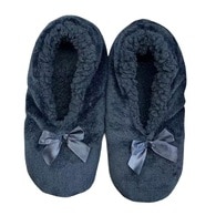 Slipper Sock With Bow Black