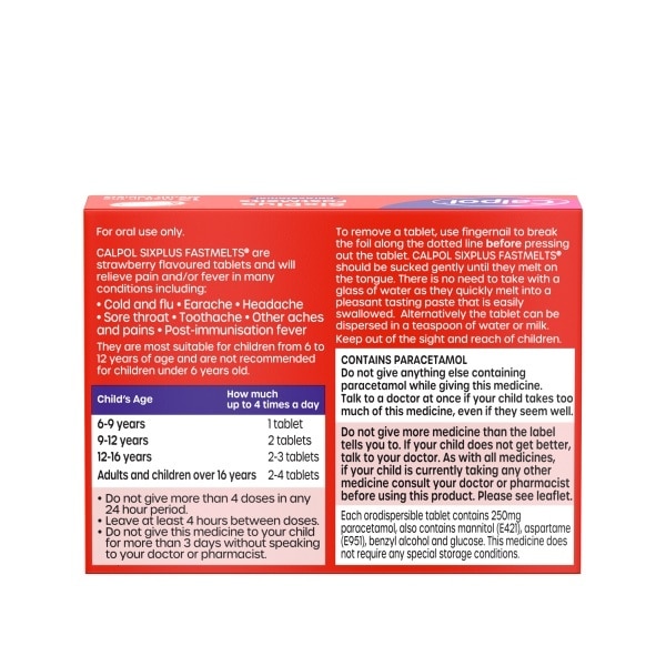 Calpol 6+ Fastmelt Tabs 12s