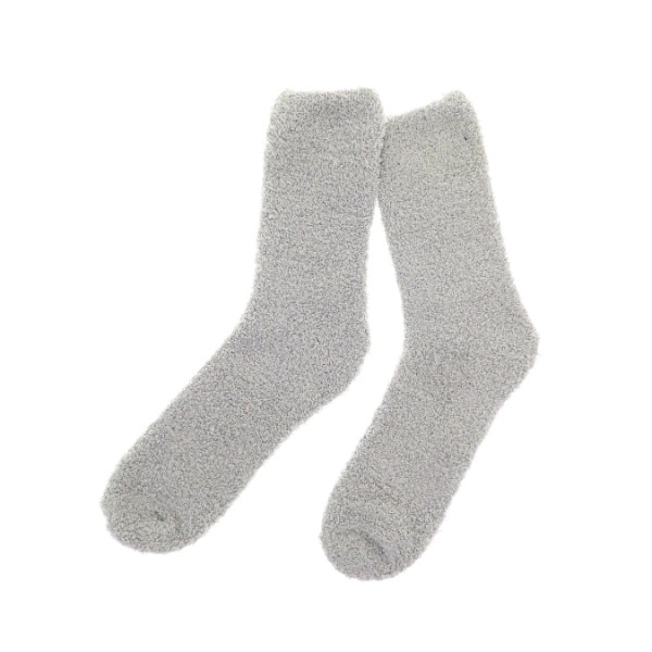 Fluffy Socks Twin Pack - Grey and Pink Stripe