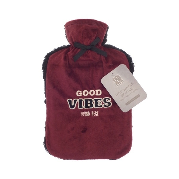 Hot Water Bottle Plush Applique - Good Vibes Design