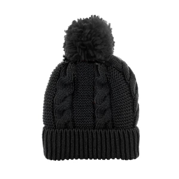 Knitted Bobble Hat Black