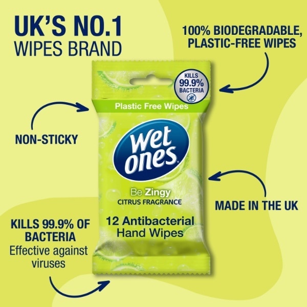 Wet Ones Be Zingy Biodegradable 12s