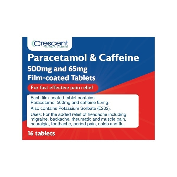 Crescent Paracetamol Caffeine Tabs 500Mg 16s