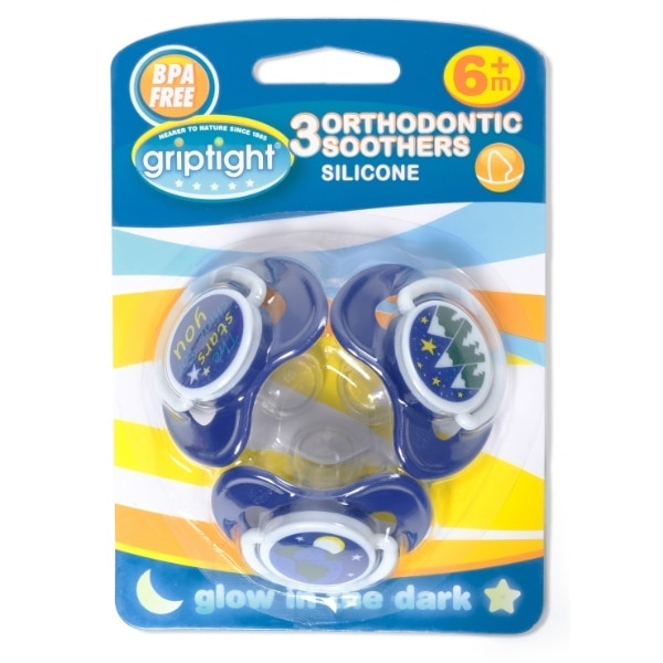 Griptight 6m+ Glow in Dark Soothers Blue