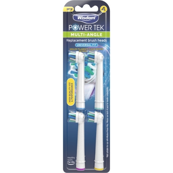 Wisdom Power Tek Multi-Angle Replacement Brush Heads 4Pack