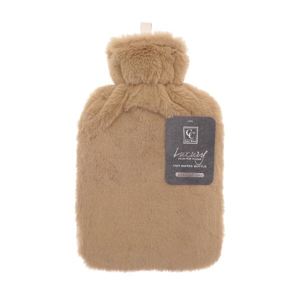 Hot Water Bottle Plain Fur 2L Biscuit