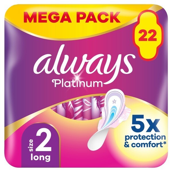 Always Platinum Long (Size 2) Sanitary Towels 22 Pads
