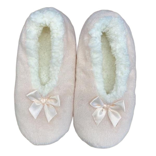 Slipper Sock With Bow Pink