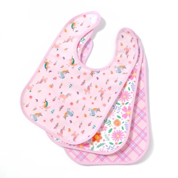 Griptight Printed Pink Bibs 3 Pack