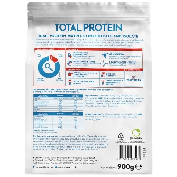 SCI-MX Total Protein Strawberry 900g