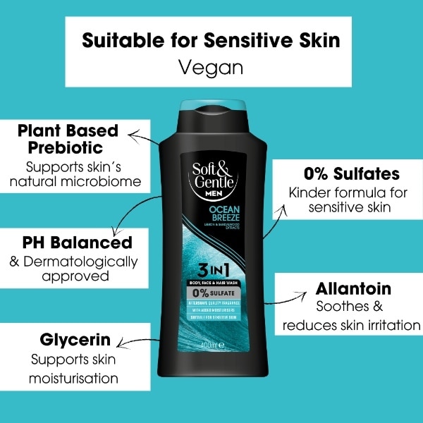 Soft & Gentle Men Ocean Breeze 3 In 1 Shower Gel 400Ml