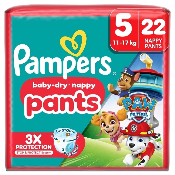 Pampers Baby-Dry Nappy Pants Paw Patrol Edition Size 5, 22