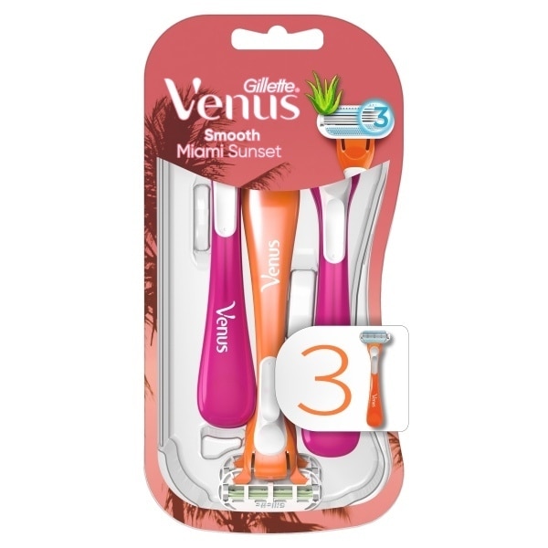Venus Miami Sunset Smooth Disposable Razors X3
