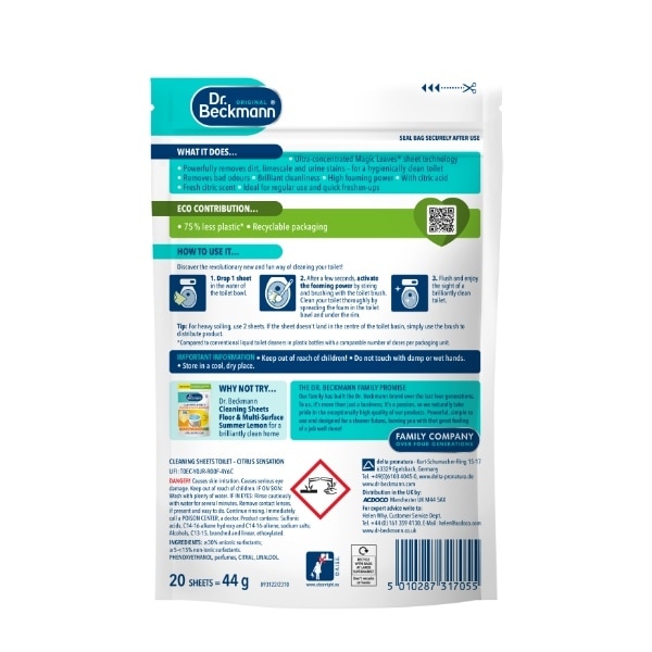 Dr Beckmann Toilet Cleaning Sheets Citrus Sensation