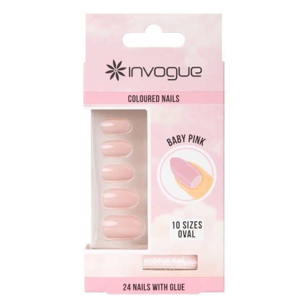 Invogue Baby Pink Oval Nails (24 Pieces)