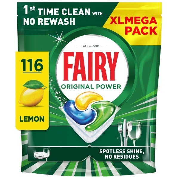 Fairy Original Power Dishwasher Tablets, Lemon, 116 Capsules