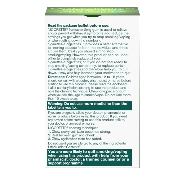 Nicorette Fruitfusion Gum 2mg 105s