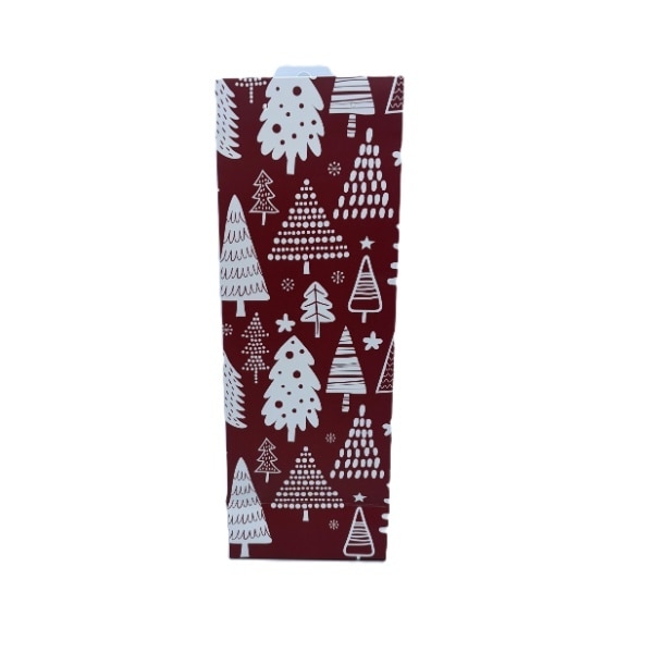 Wine Bottle Bag - Christmas Style Red Tree Print
