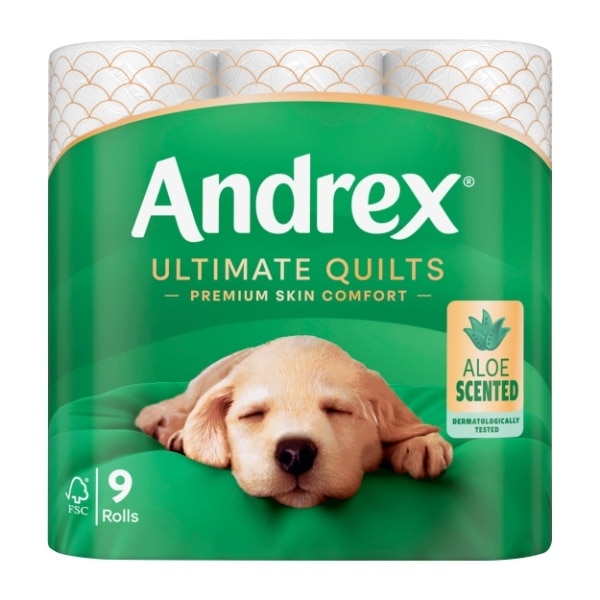 Andrex Ultimate Quilts Aloe Vera Toilet Tissue, 9 Rolls