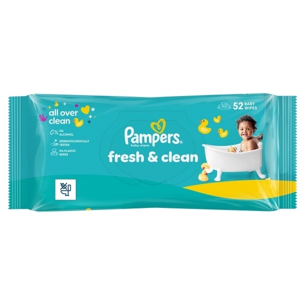 Pampers Fresh Clean Baby Wipes Plastic Free 52 Baby Wipes