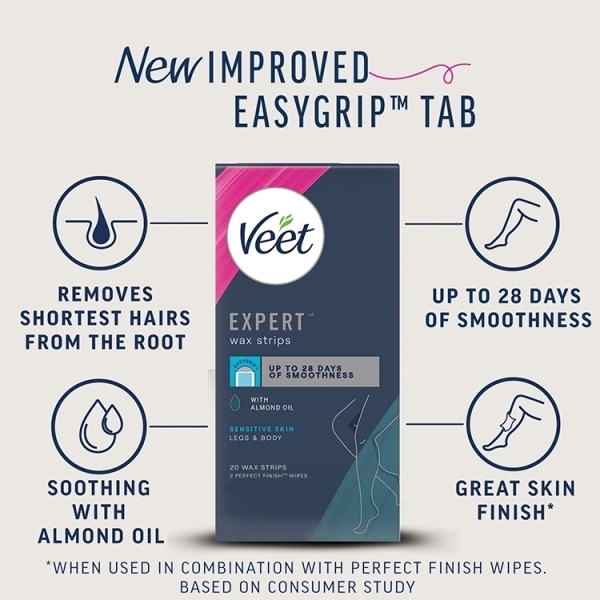 Veet Expert Wax Strips Legs & Body Sensitive 20s