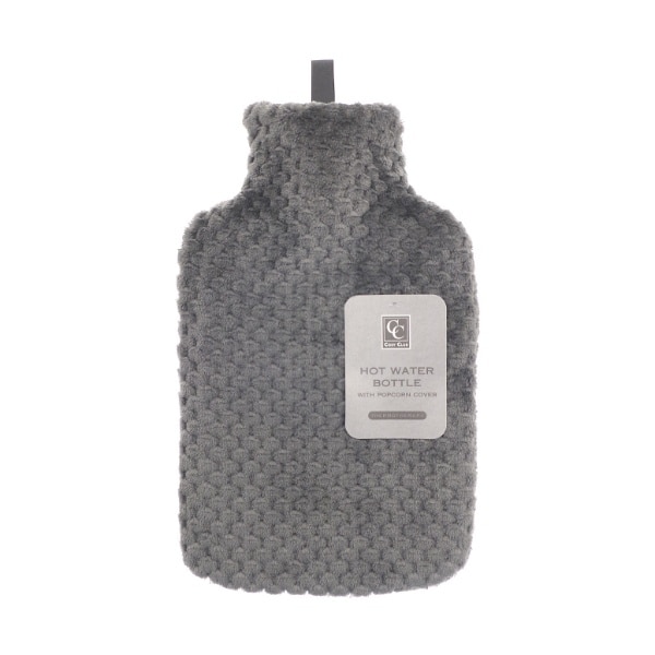Popcorn Hot Water Bottle Dark Grey, drink bottle.