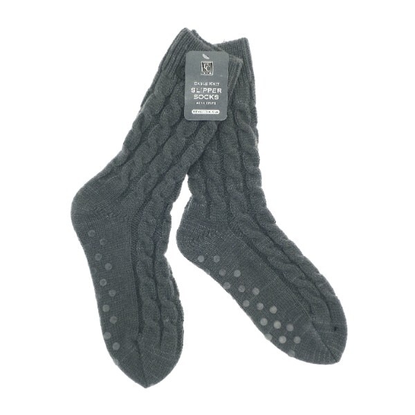 Cable Knit Socks Dark Grey
