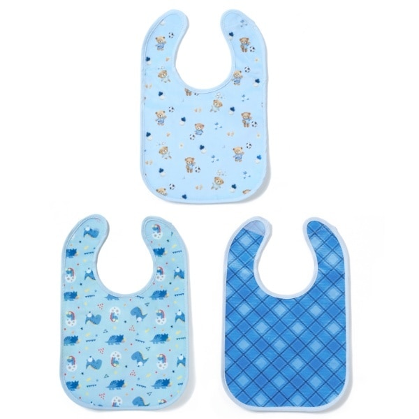 Griptight Printed Blue Bibs 3 Pack