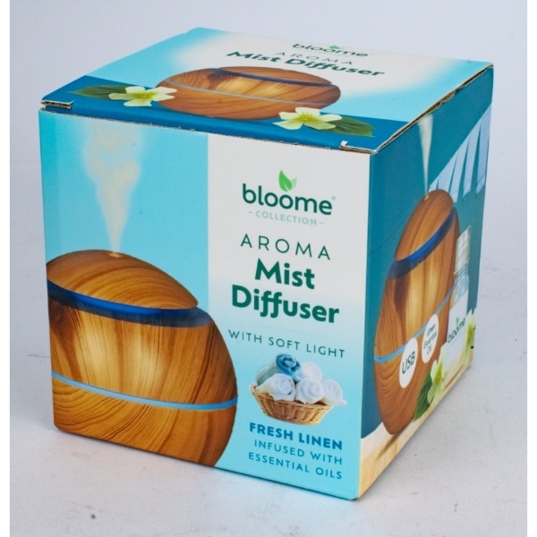 Wood Effect Round Diffuser With Linen Essential Oil