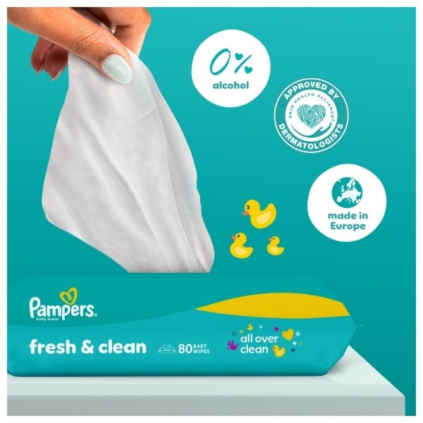 Pampers Fresh Clean Baby Wipes Plastic Free 52 Baby Wipes