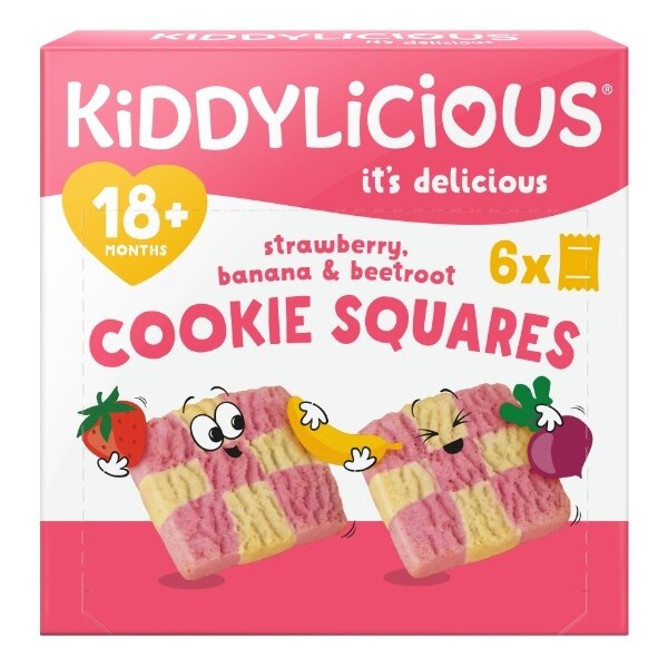 Kiddylicious Strawberry & Banana Cookie Squares 6X24g