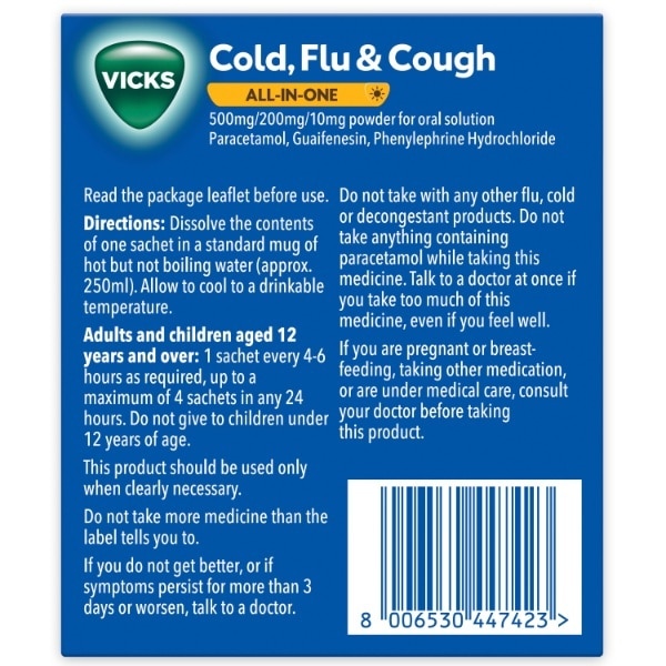Vicks Multi-Symptom Relief Sachets All In One - Menthol 5Ct