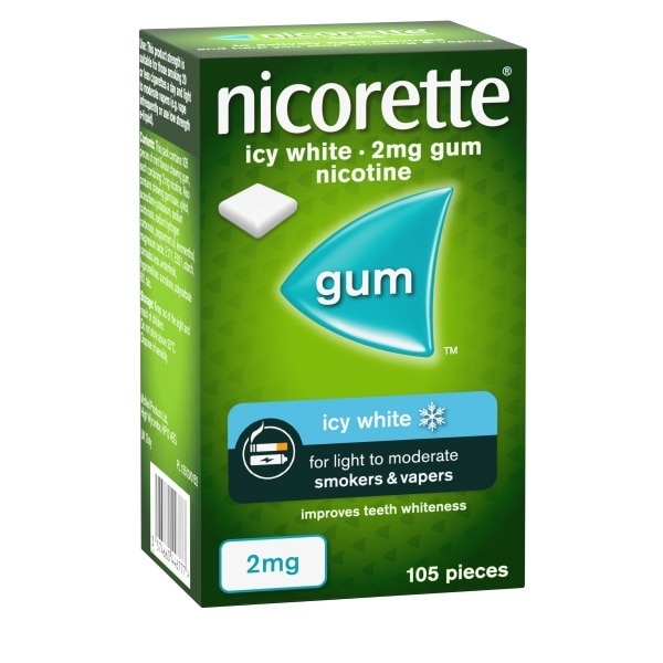 Nicorette Icy White Whitening Gum 2mg 105s