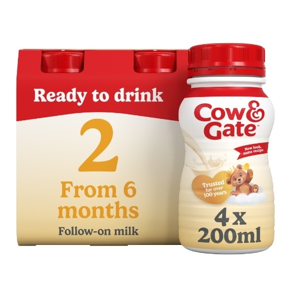 Cow & Gate 2 Follow On Baby Milk Ready to Feed 6-12 Months 4 x 200ml